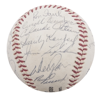 1966 National League Champion Los Angeles Dodgers Team Signed ONL Giles Baseball With 24 Signatures (JSA)